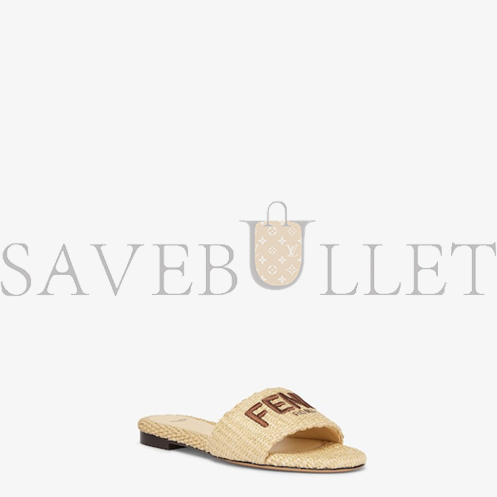 FENDI SIGNATURE NATURAL RAFFIA SLIDES 8R8092AORGF1P8S